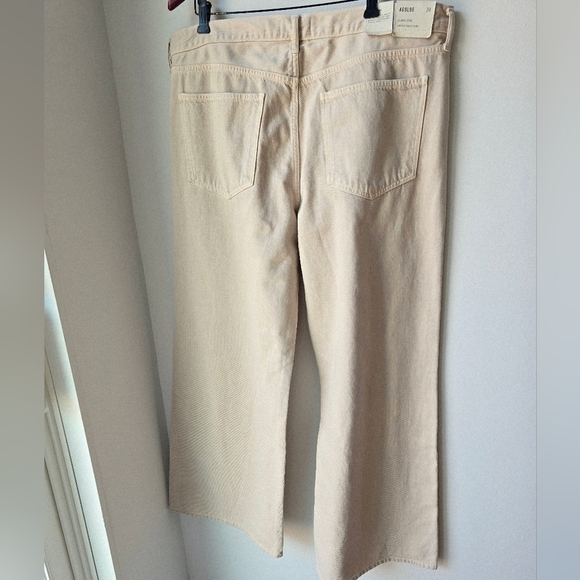 AGOLDE CLARA JEANS TUSK WIDE LEG LOW RISE Cream Organic Cotton 34 Waist 21" - Picture 7 of 8